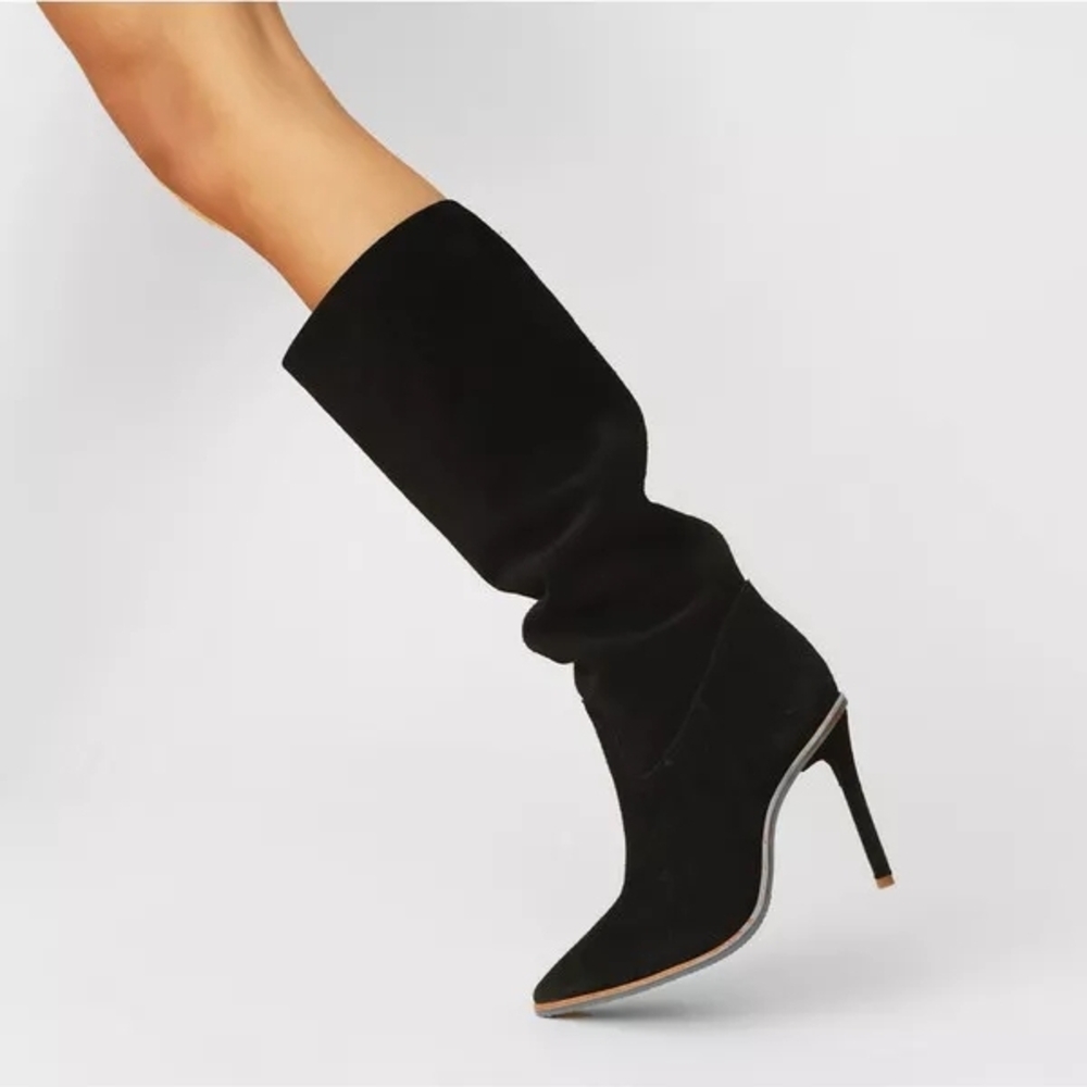 SCHUTZ Cristin Black Suede Heeled Boots